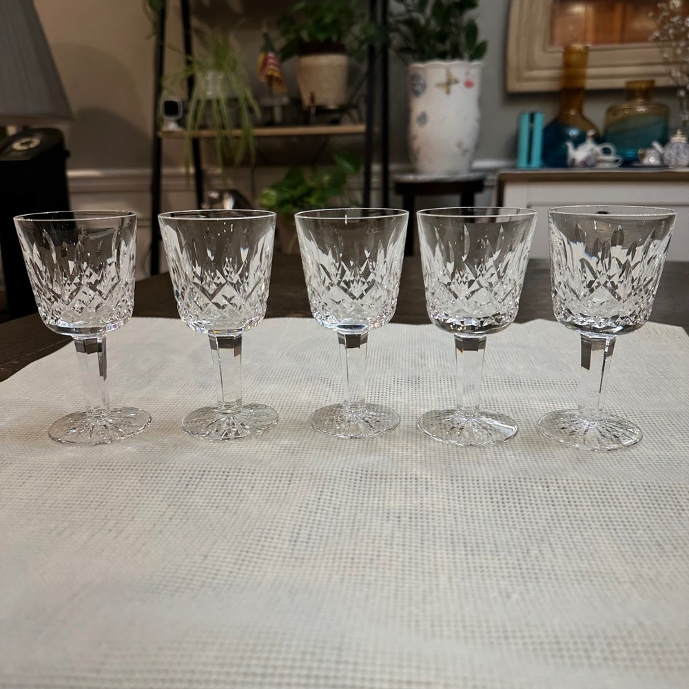 Waterford Crystal Vintage Small Claret Cordial 4.2" Stemware 5‎ Piece Cut Glass